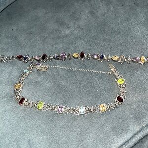 NWOT garnet amythyst citrine peridot gemstone bracelets SET of 2 Sterling Silver
